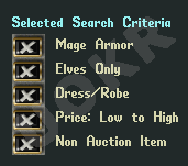 Ultima Online: Selected Search Criteria ( )